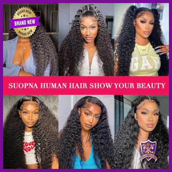 32 Inch Deep Wave Lace Front Wig Human Hair 200% Density Pre Plucked main image 4